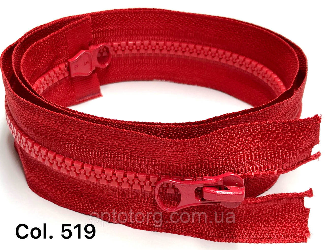 Блискавка 5 тракторна Червоний 90см разьемная на два бігунка