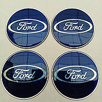 Наклейка опукла на ковпачок диска Ford синя 65 мм