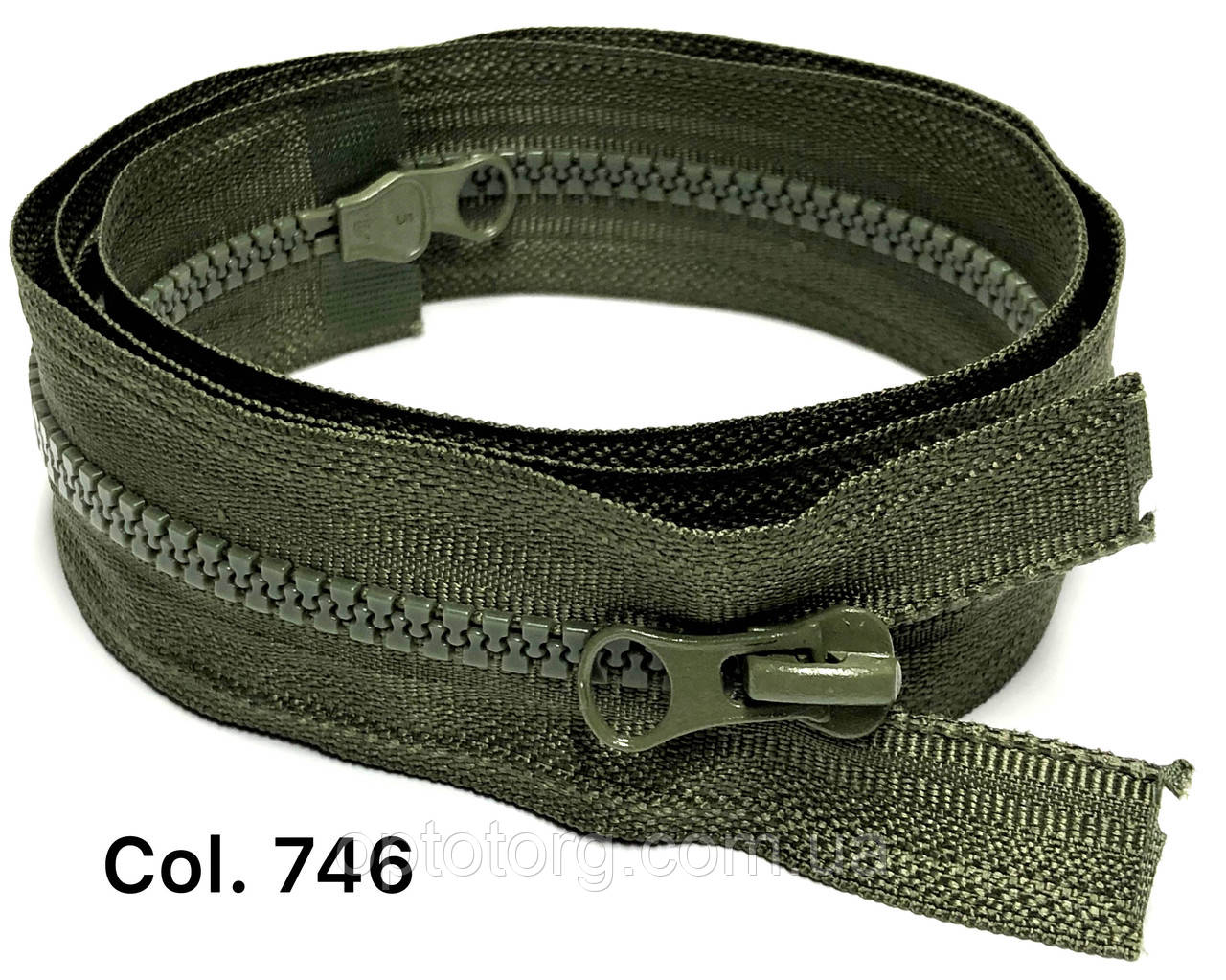 Блискавка 5 тракторна Світлий хакі 100см разьемная на два бігунка