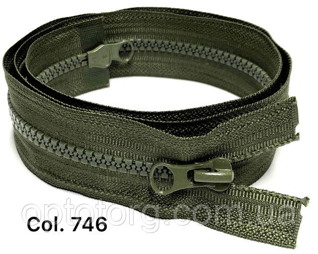 Блискавка блискавка Світлий хакі трактор тип 5 довжина 100см на два бігунка оптом від optotorg.com.ua Блискавка тракторна центральна карманка пластикова змійка №5