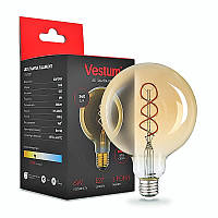 Ретро Лампа LED Vestum филамент golden twist G95 Е27 6W