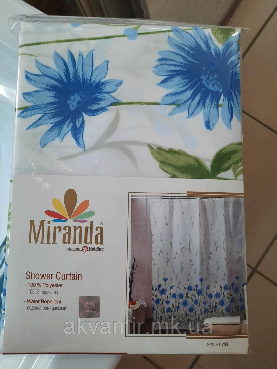 Штора для ванної Miranda Sun Flower (Туреччина) 180х200 см волошки