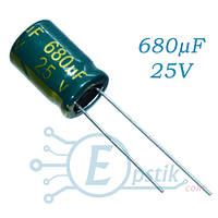 Конденсатор 680uF 25V (10*13) 105°C Low ESR