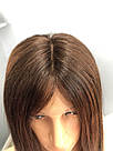 Довга перука на повній сітці з натурального волосся, імітація шкіри голови, фото 9