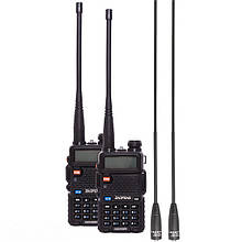 Рація Baofeng UV-5R Forest (5W, VHF/UHF, 136-174, 400-470MHz, до 5 км, 128 каналів, АКБ), 2 шт., чорна