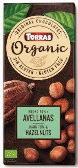 Шоколад черный без глютена Organic Bio 70% cacao с фундуком Torras 100 г Испания - фото 1 - id-p1245264634