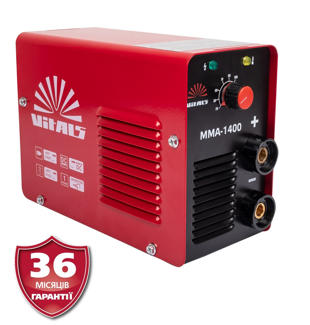 MMA-1400 +БЕЗКОШТОВНА ДОСТАВКА! Зварювальний інвертор 140 А; 1,6-4,0 мм; 4,95 кВт (VITALS) 120320