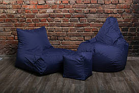 Крісло мішок груша пуф (набір) синього кольору