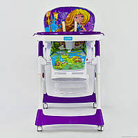Детский стульчик для кормления от рождения JOY J 5500 бело-фиолетовый