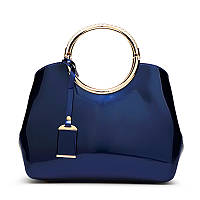 Женская лакированная блестящая сумка Corze premium AC001 синяя