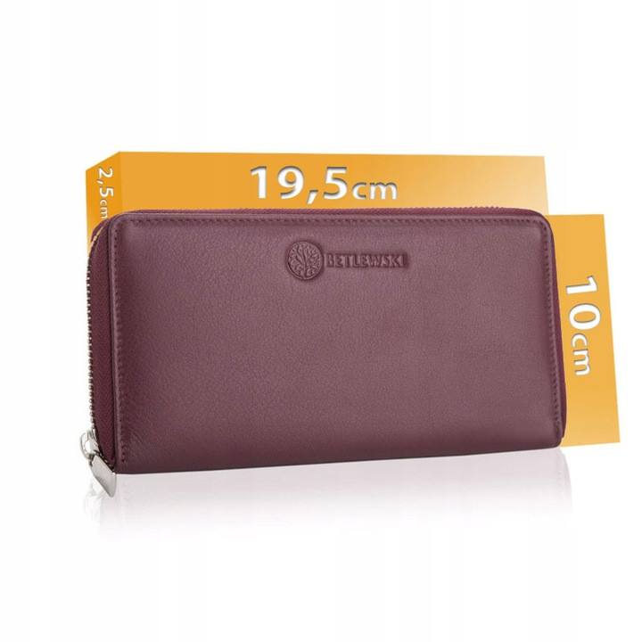 Жіночий шкіряний гаманець Betlewski з RFID 19,5 х 10 х 2,5 (BPD-SS-21) - бордовий