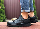 Кросівки чоловічі Nike Air Force шкіряні молодіжні повсякденні чорні, фото 4