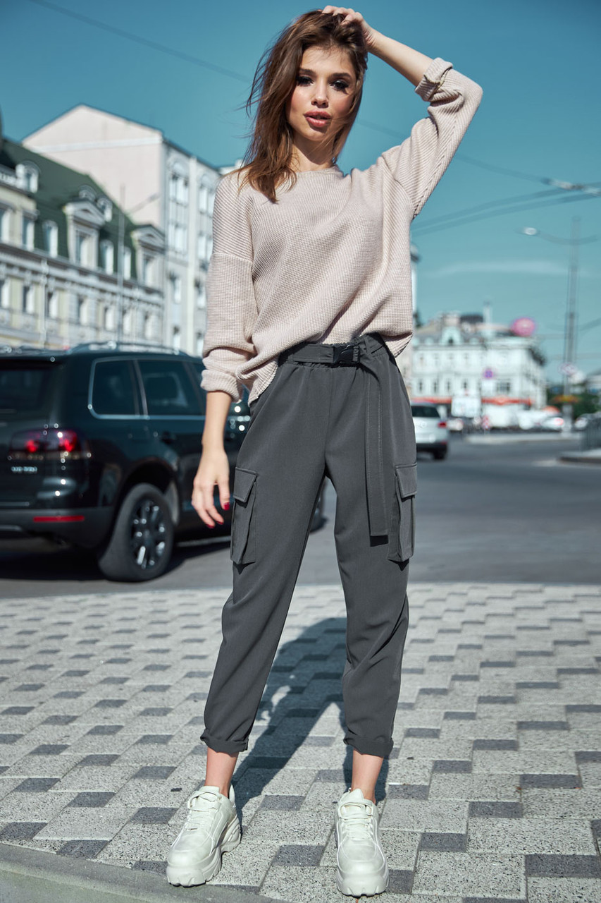 Модні штани банани вільні з кишенями 40-50 розміри різні забарвлення, фото 1