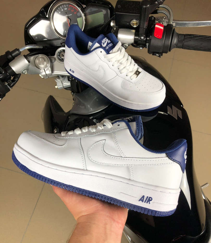 Кросівки чоловічі Nike Air Force шкіряні демісезонні білі сині