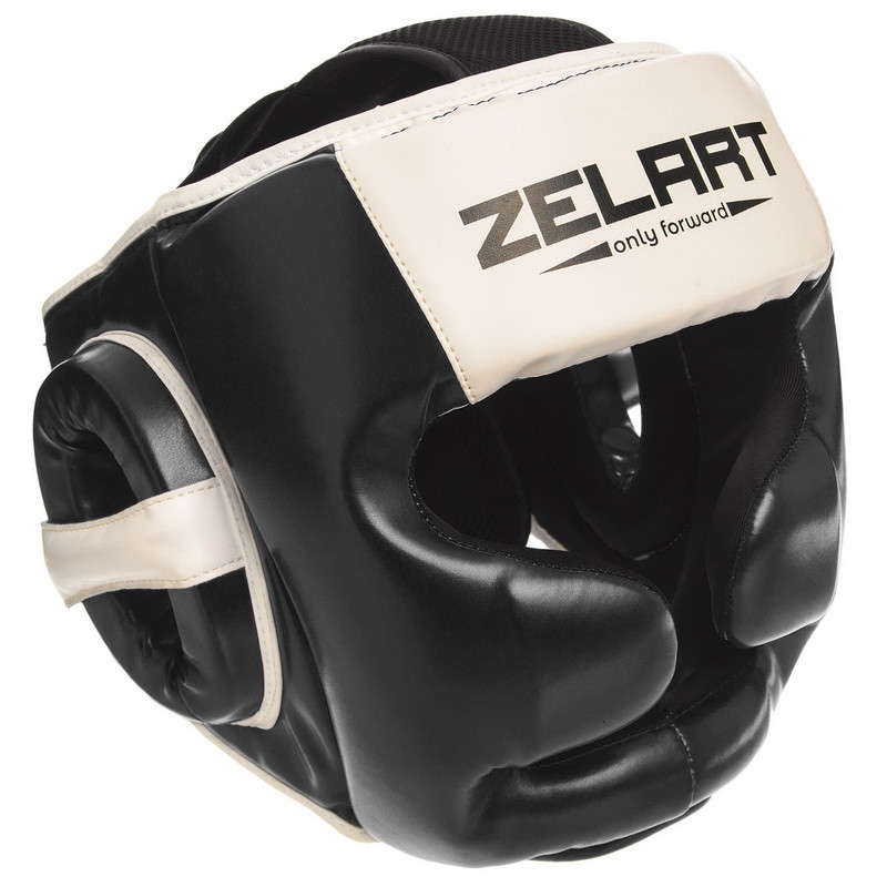 Шолом боксерський із повним захистом Zelart 1390 розмір L Black-White