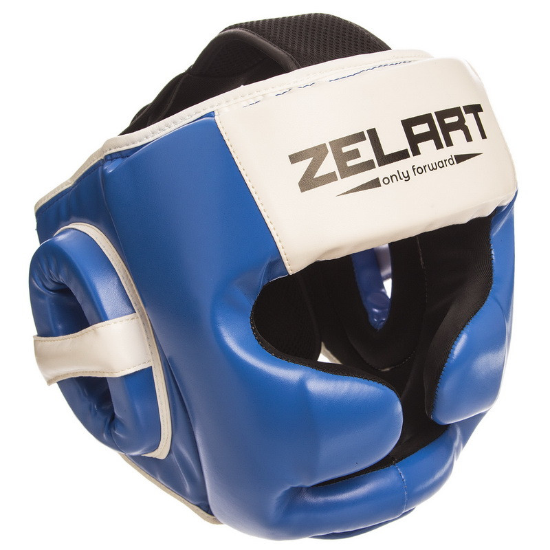 Шолом боксерський із повним захистом Zelart 1390 розмір L Blue-White