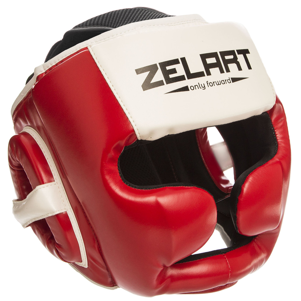 Шолом боксерський із повним захистом Zelart 1390 розмір XL Red-White