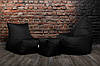 Набір м'яких безкаркасних меблів чорного кольору (крісло груша, диван, пуф XL), фото 2