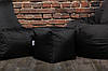 Набір м'яких безкаркасних меблів чорного кольору (крісло груша, диван, пуф XL), фото 7