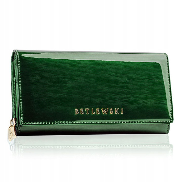 Жіночий шкіряний гаманець Betlewski з RFID 19,5 х 10 х 3,5 (BPD-BS-106) - зелений