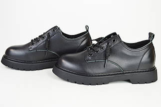 Туфлі чорні на шнурках Berkonty 8015 шкіра, фото 2