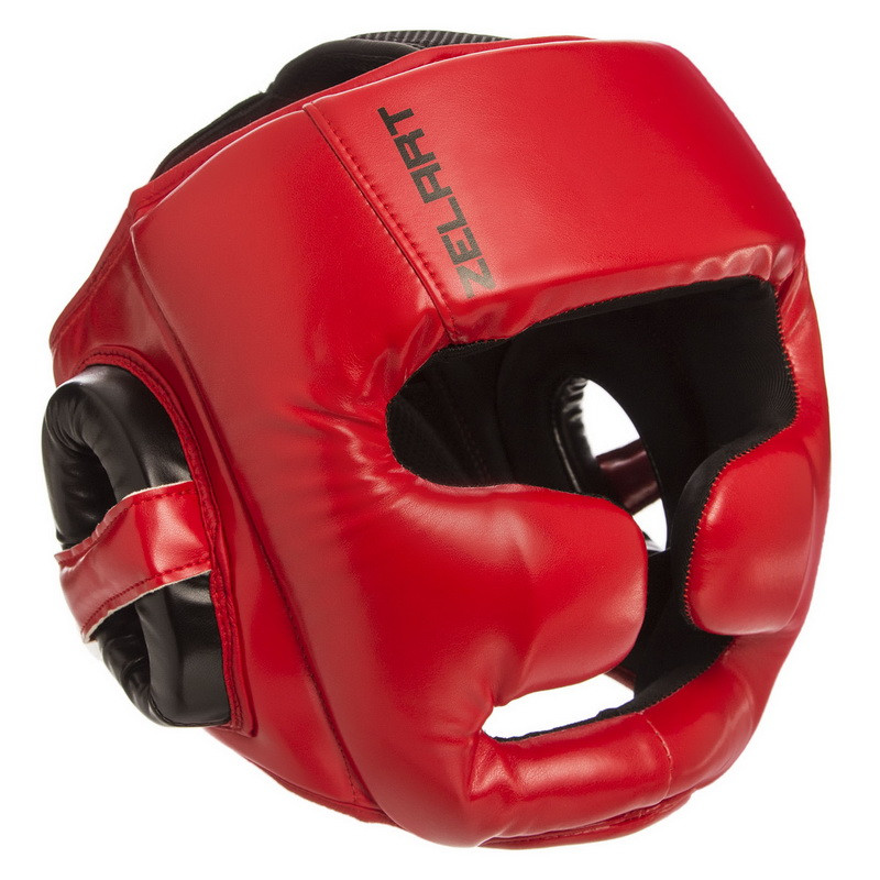 Шолом боксерський із повним захистом Zelart 1355 розмір M Red-Black