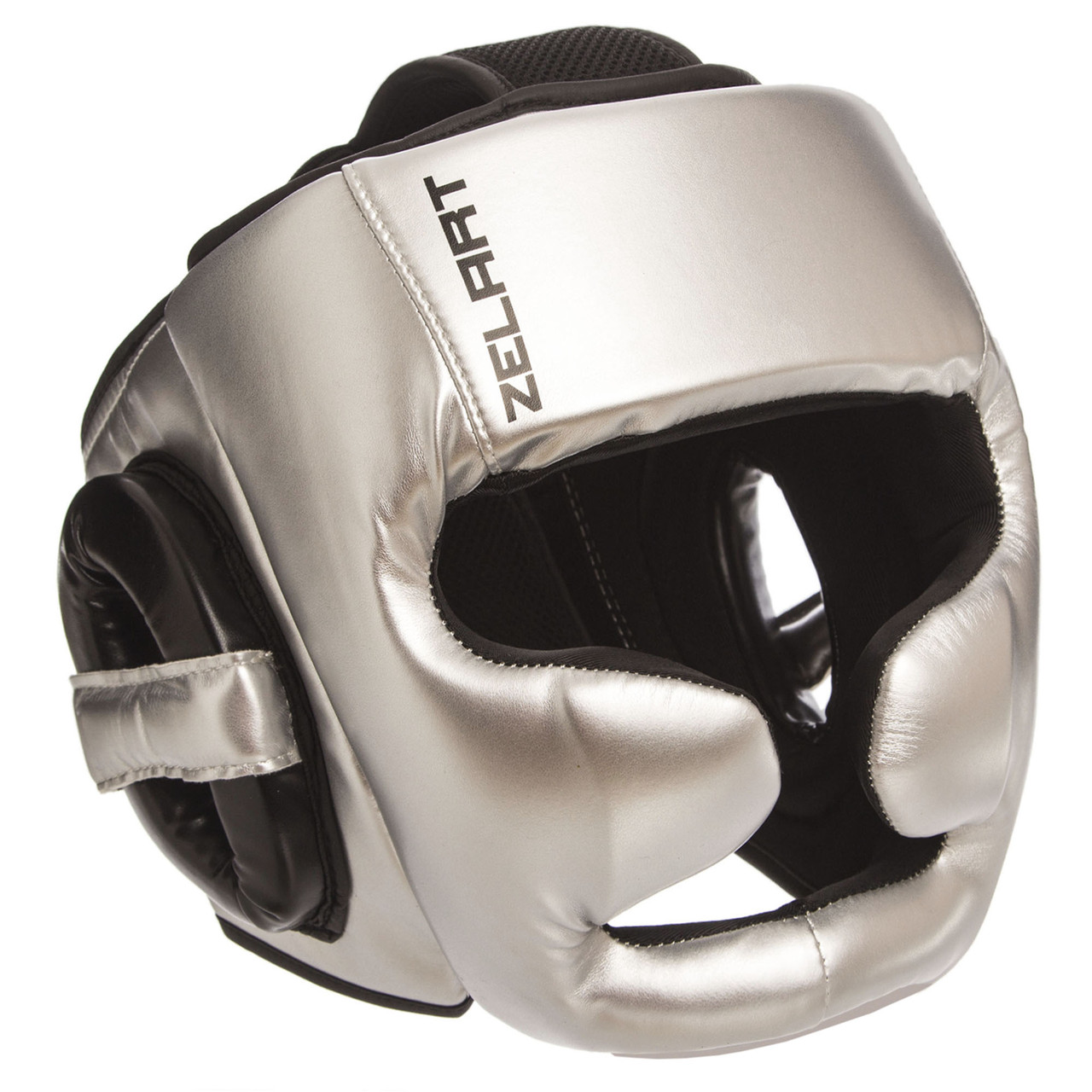 Шолом боксерський із повним захистом Zelart 1355 розмір L Silver-Black