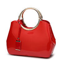 Женская лакированная блестящая сумка Corze premium AC004 красная
