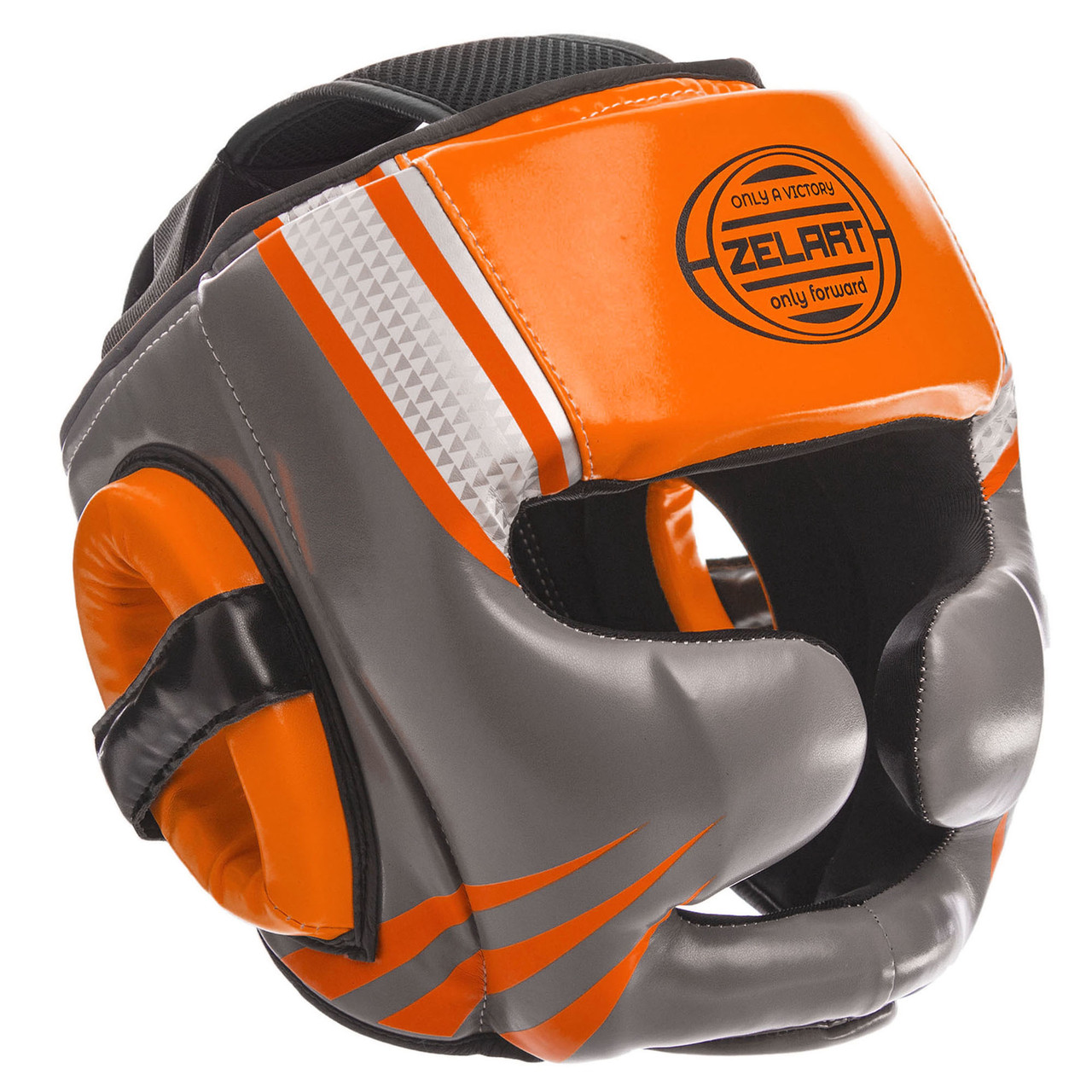 Шолом боксерський із повним захистом Zelart 1344 розмір XL Grey-Orange