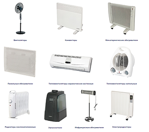 Обігрівачі та вентилятори побутові