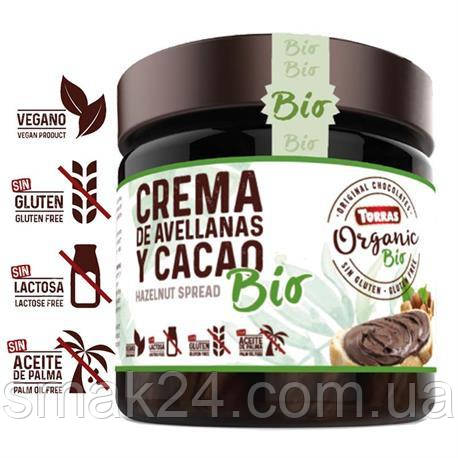 Шоколадний паста Organic ВІО з лісовим горіхом без лактози, глютену і без пальмової олії Torras 200г Іспанія, фото 1