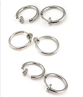 Cерьги 2шт кольцо обманка для пирсинга 10 мм (носа,ушей,губ) с фиксатором (клипсы)