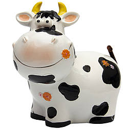 Фігурка декоративна - скарбничка корова, 12x10x13 см, білий, полістоун (240654)