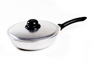 Сковорода 26см. пластмасова ручка кришка алюміній потовщене дно Біол 2607БК