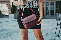 Женская кожаная сумка Диана, натуральная Винтажная кожа, цвет Бордо