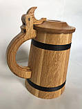 Келих дерев'яний для пива з кришкою, келих для пива, пивний келих, фото 2