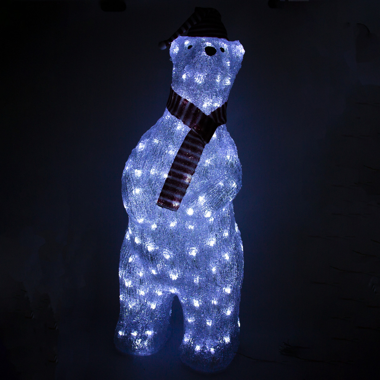 Новорічна LED декорація Ведмідь, 28 х26 х73 см, білий, акрил, IP44 (140281)