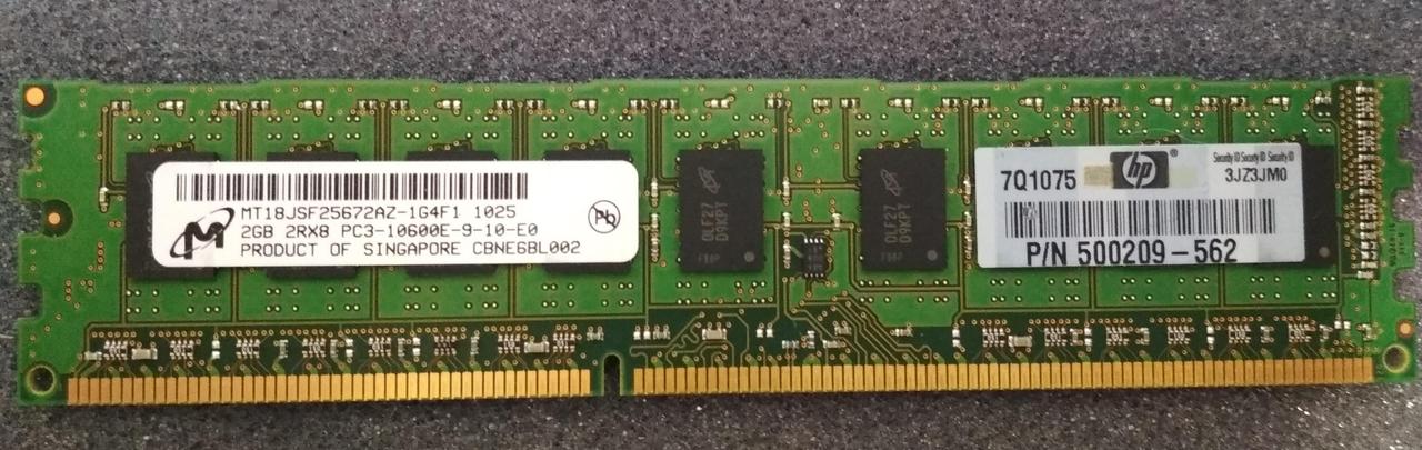 2 GB DDR3 1333MHz Micron/Crucial PC3 10600E 2Rx8 RAM Оперативна пам'ять