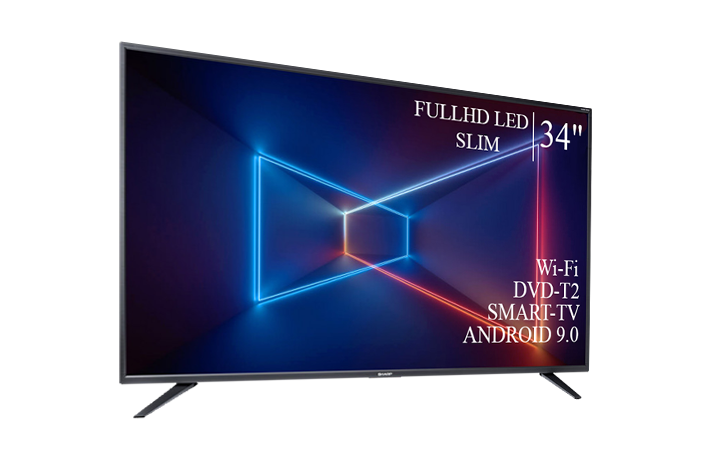 Телевізор Sharp 34" Smart-TV/Full HD/DVB-T2/USB Android 15.0 блютуз + голосове управління
