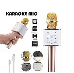 Портативний мікрофон караоке бездротової Bluetooth Q7 Gold