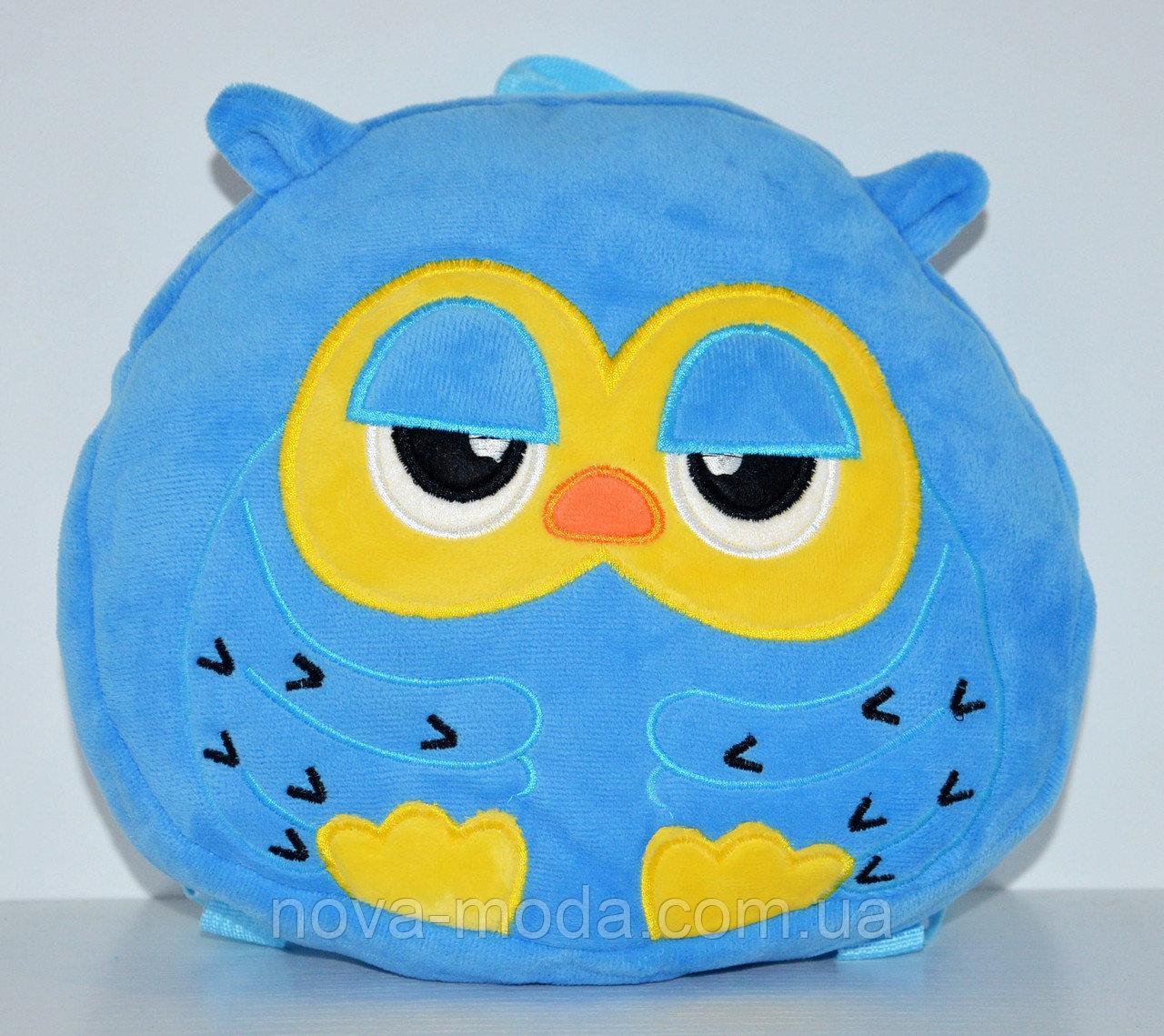 Яркий голубой детский плюшевый рюкзачок для маленьких детей Сова, дошкольный рюкзак-игрушка - фото 6 - id-p962246539
