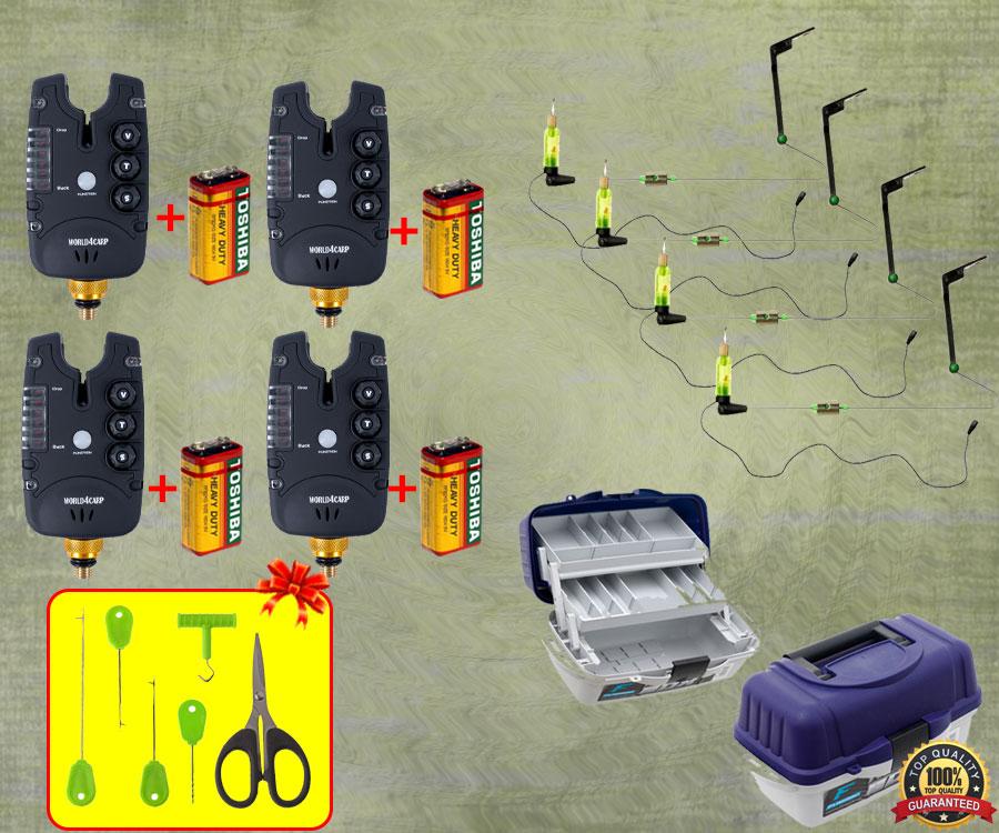 Сигналізатори World4Carp 4 шт. + Свінгера 4 шт. + ЯЩИК + ПОДАРУНОК