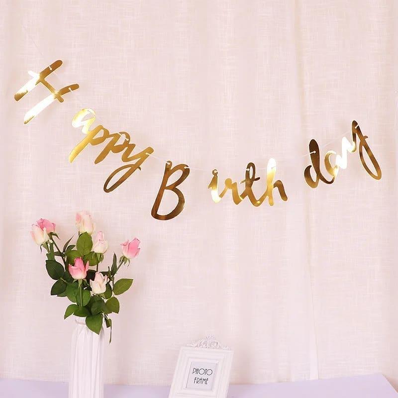Паперова гірлянда Happy Birthday золото прописом, 1,5 метра 1461