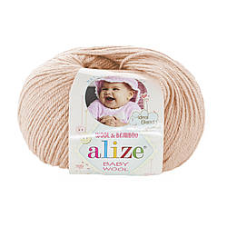 Пряжа для ручного в'язання Alize Baby wool (Алізе Бебі вул) 382 пудра