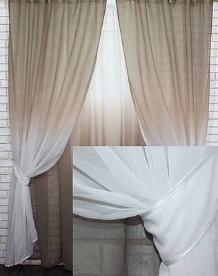 Комплект розтяжка "Омбре",тканина батист,під льон (4х2,5м+ 2шт.1,5x2,5м) Колір болотний з білим 031дк 593т 10-135