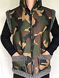 Жилетка з овечої вовни, жилет камуфляж з овчини чоловічий, безрукавка з овечої вовни, розміри 46-58, фото 2