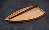 Сервірувальна дошка дерев'яна тарілка блюдо для подачі суші, ролів порційна "Човник" 290 х 140 х 20 мм, фото 2