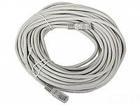 Патч-корд 20 метров, UTP, Grey, Atcom, литой, RJ45, кат.5е, витая пара, сетевой кабель для интернета