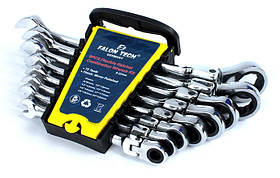 Комплект ріжково-накидних ключів з трещіткою FALON-TECH 8 шт 8-22 мм набір ключів комбінованих з трещіткою