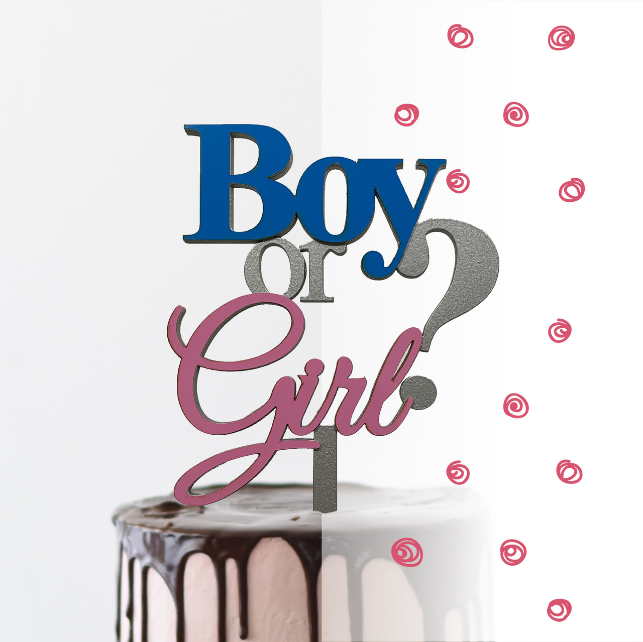 Топер фігурка на торт дзеркальний двосторонній "Boy or Girl" кольоровий Manific Decor